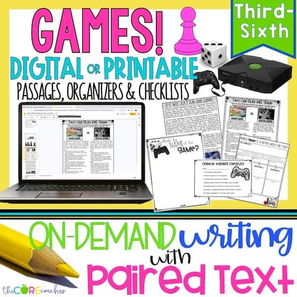 Digital Paired Text Passages & Opinion Writing