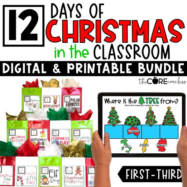 12 Days of Christmas Countdown for 1st and 2nd Grade