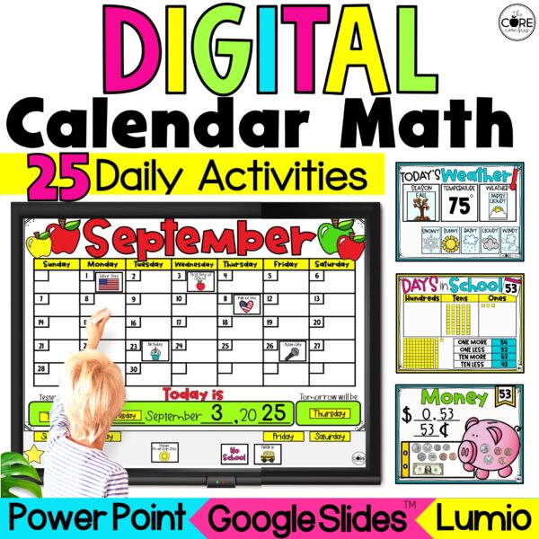 Digital Calendar Math - for Google Slides, PowerPoint, & Lumio